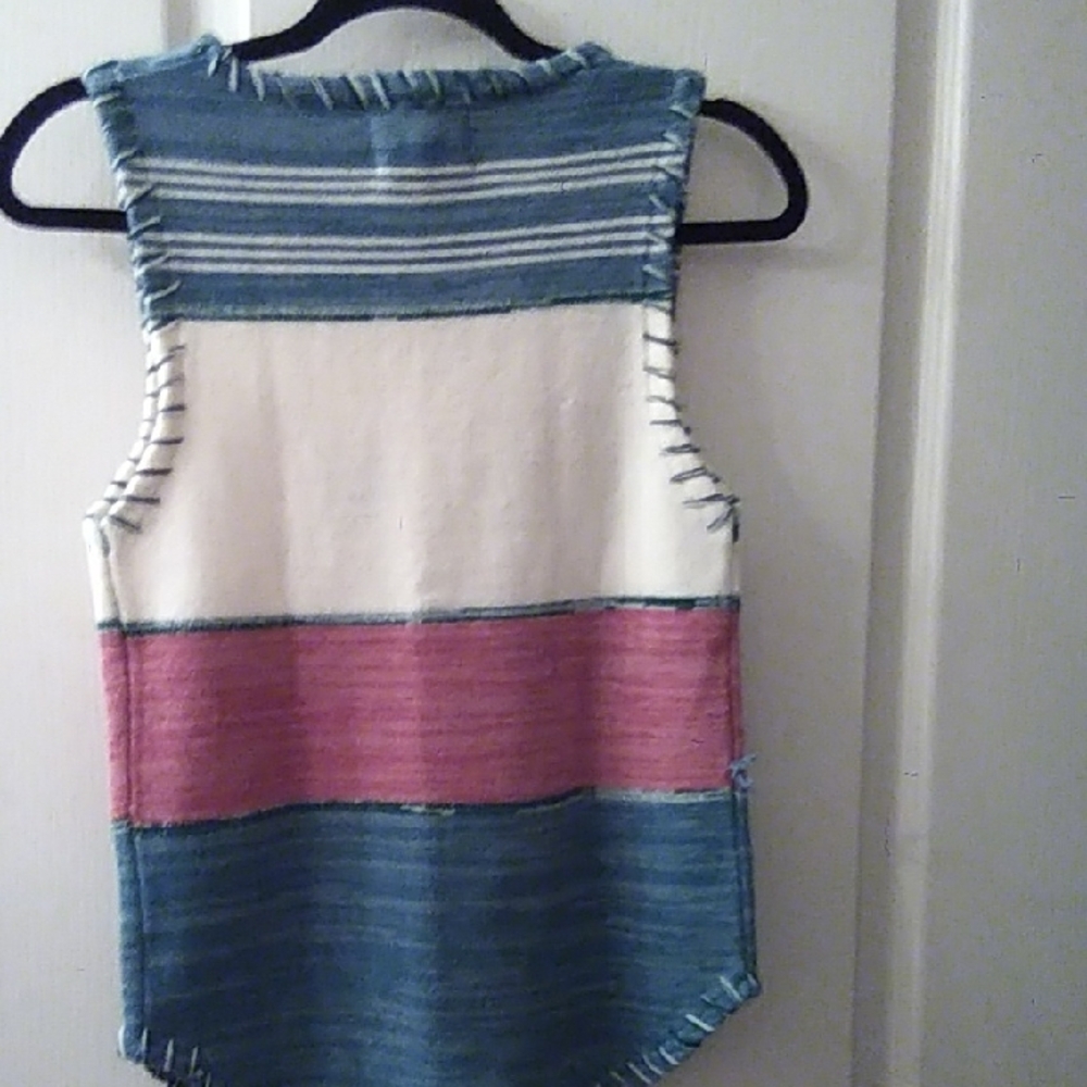 Imperial (Barbra Sue) Blue Sleeveless Tank Top with Lace Detail
